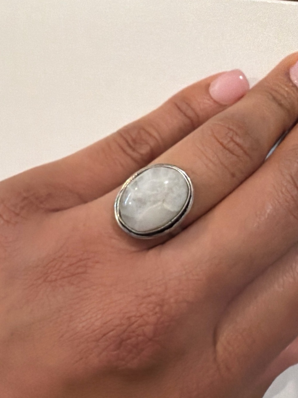 Sterling Silver White Moonstone Oval Statement Ring